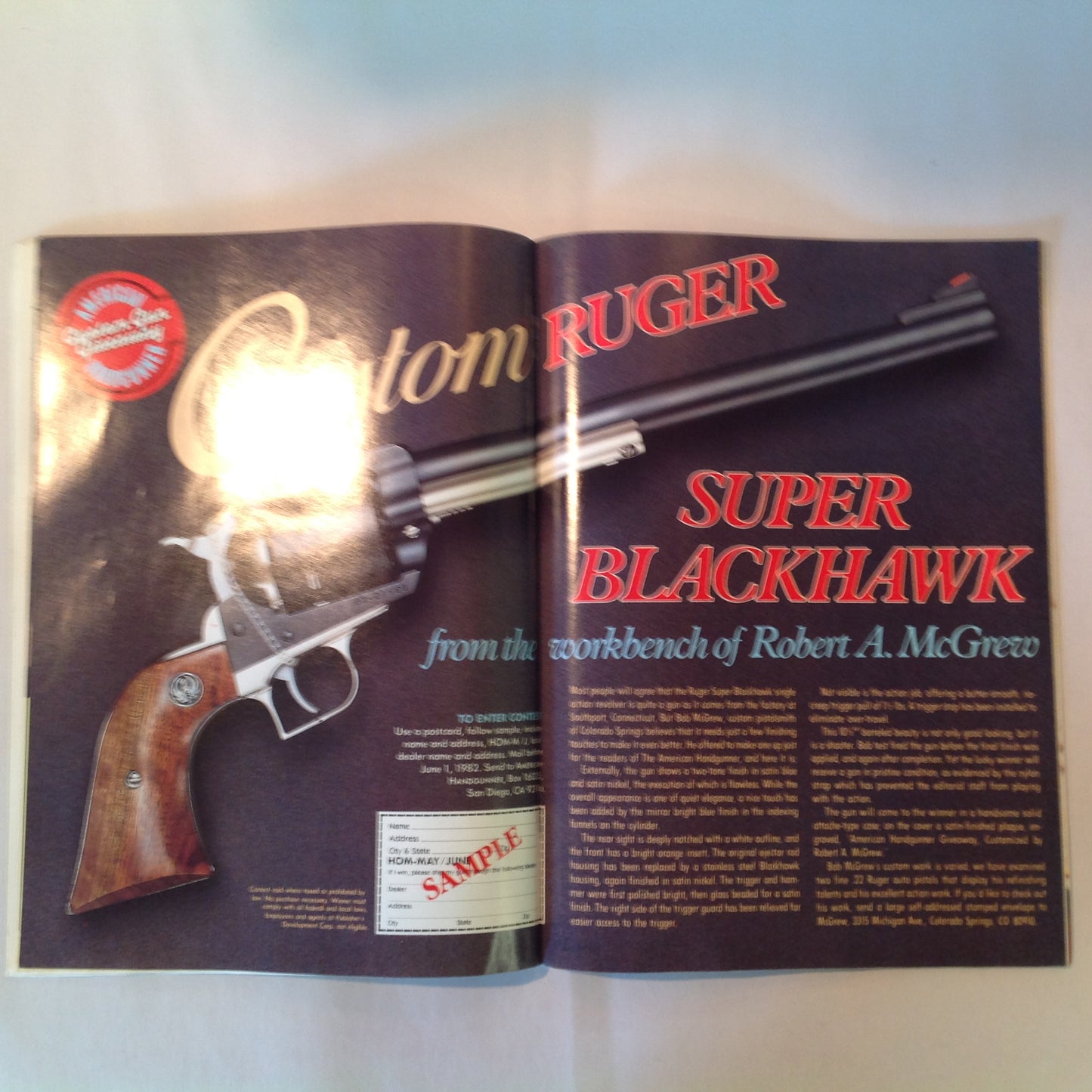 Vintage May/Jun 1982 American Handgunner Magazine Laser Handgun Sights Custom Ruger Super Blackhawk