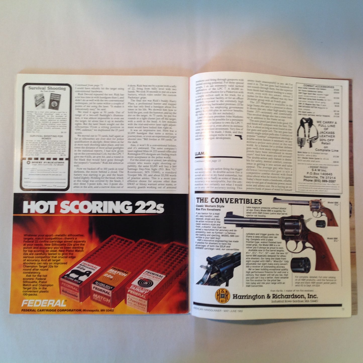 Vintage May/Jun 1982 American Handgunner Magazine Laser Handgun Sights Custom Ruger Super Blackhawk