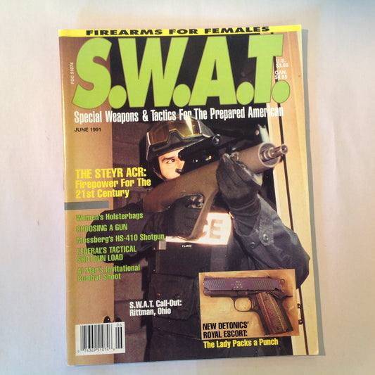 Vintage Jun 1991 S.W.A.T. Magazine Steyr ACR New Detonics' Royal Escort Firearms for Females Call-Out Rittman, Ohio
