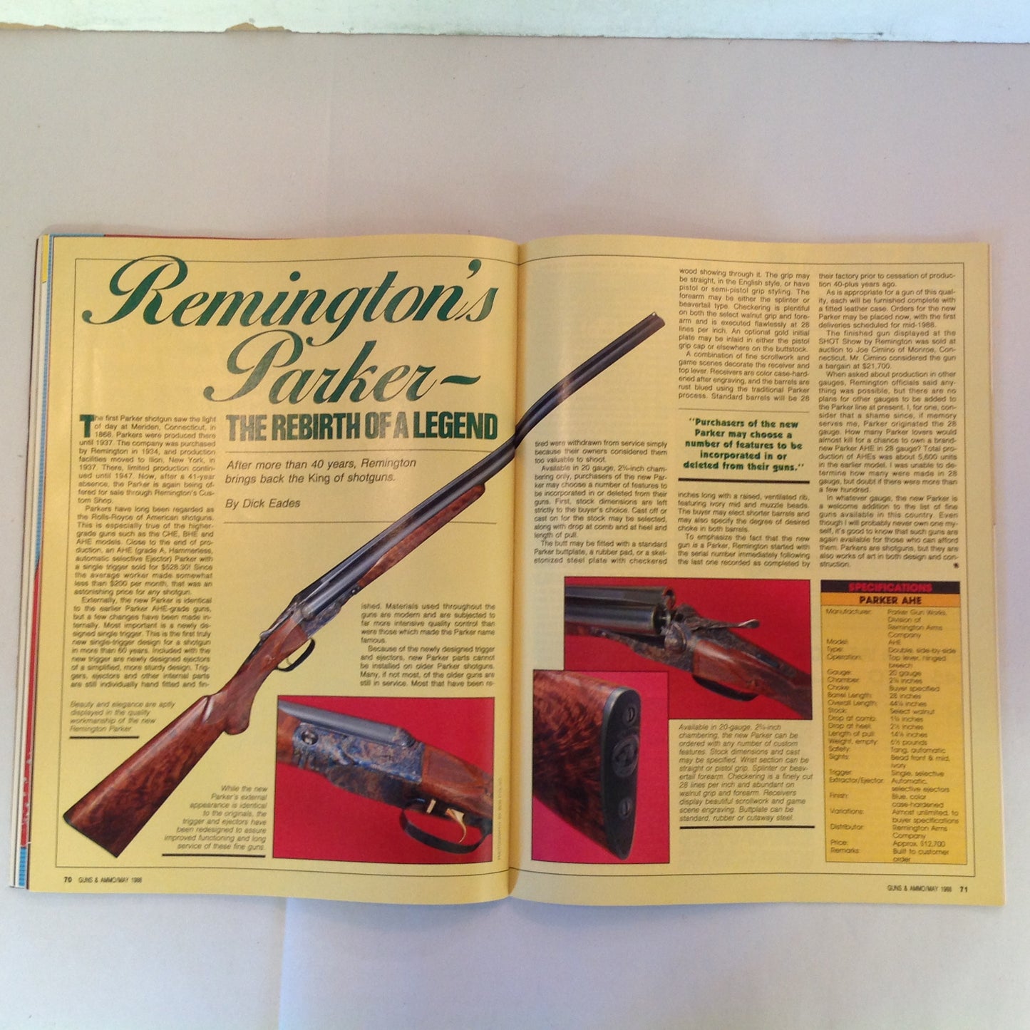 Vintage May 1988 Guns & Ammo Magazine .475 Monster Magnum US Navy Daisy Parker AHE