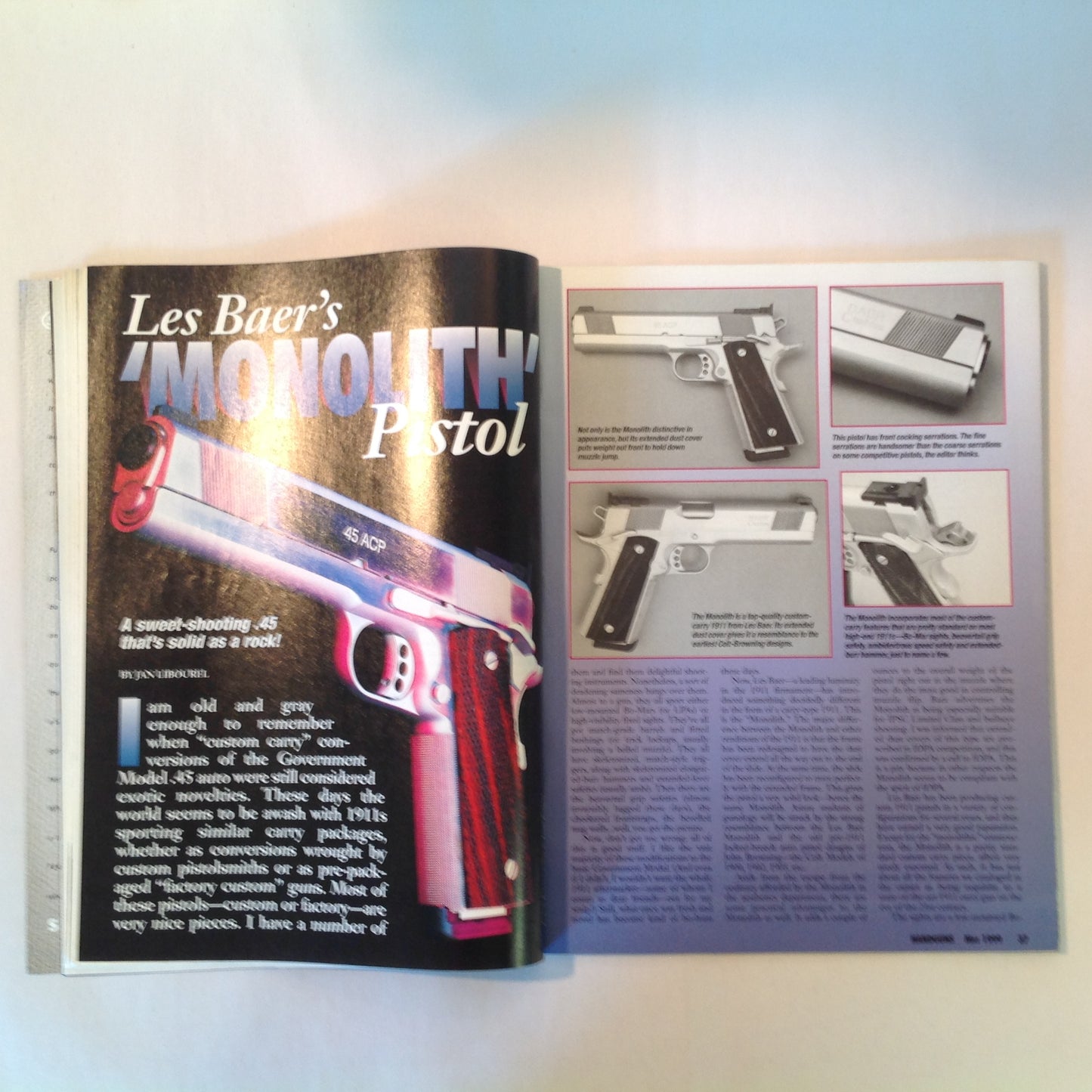 Vintage May 1999 Handguns Magazine Defensive Pistol Special Issue Monolith .45 Auto Beretta Combat Racegun Pro-Carry .45
