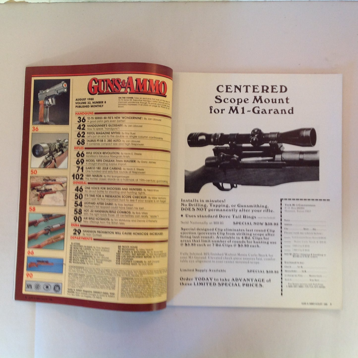 Vintage Aug 1988 Guns & Ammo FIE's New Wondernine .22 Combos Preseason Scope Checkup