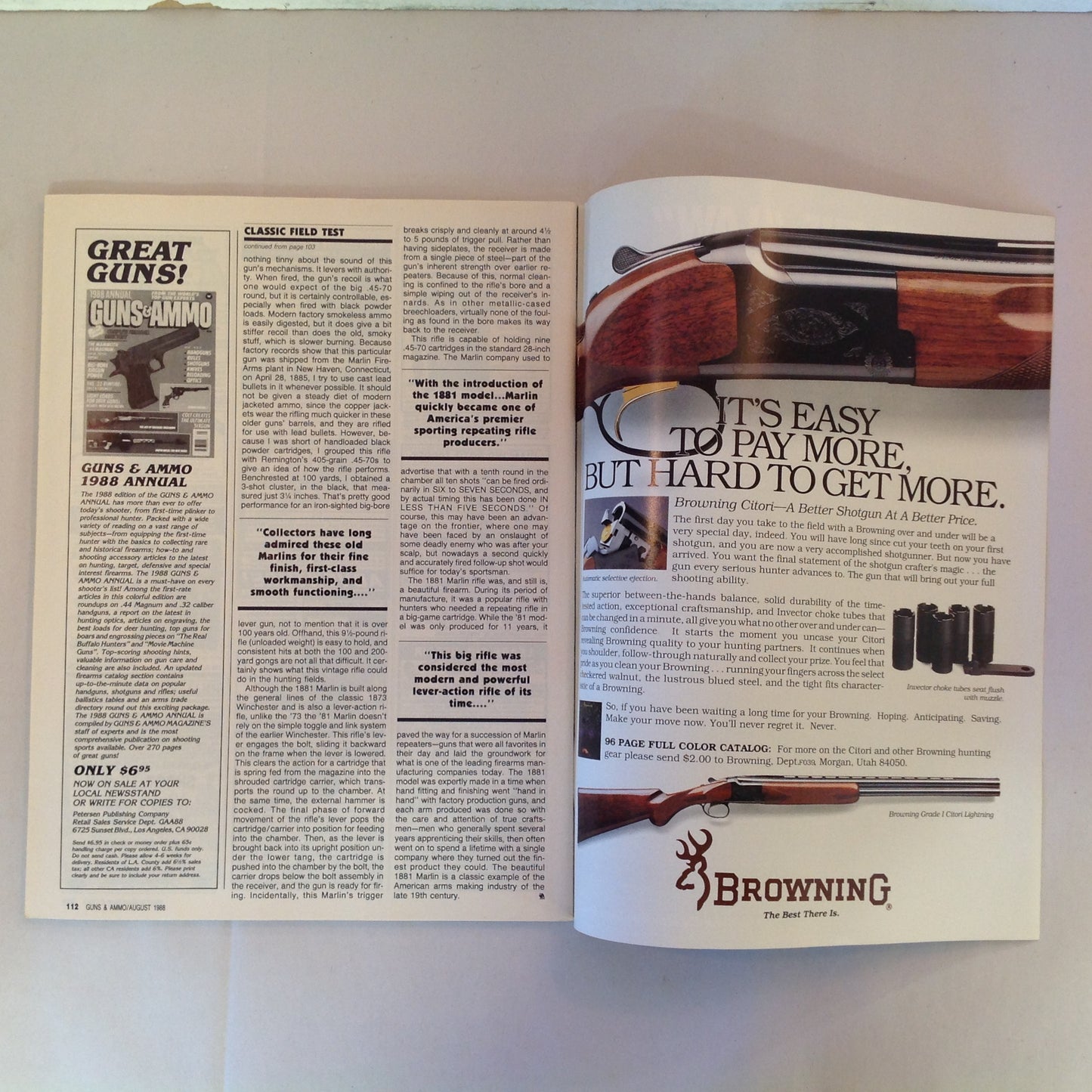 Vintage Aug 1988 Guns & Ammo FIE's New Wondernine .22 Combos Preseason Scope Checkup