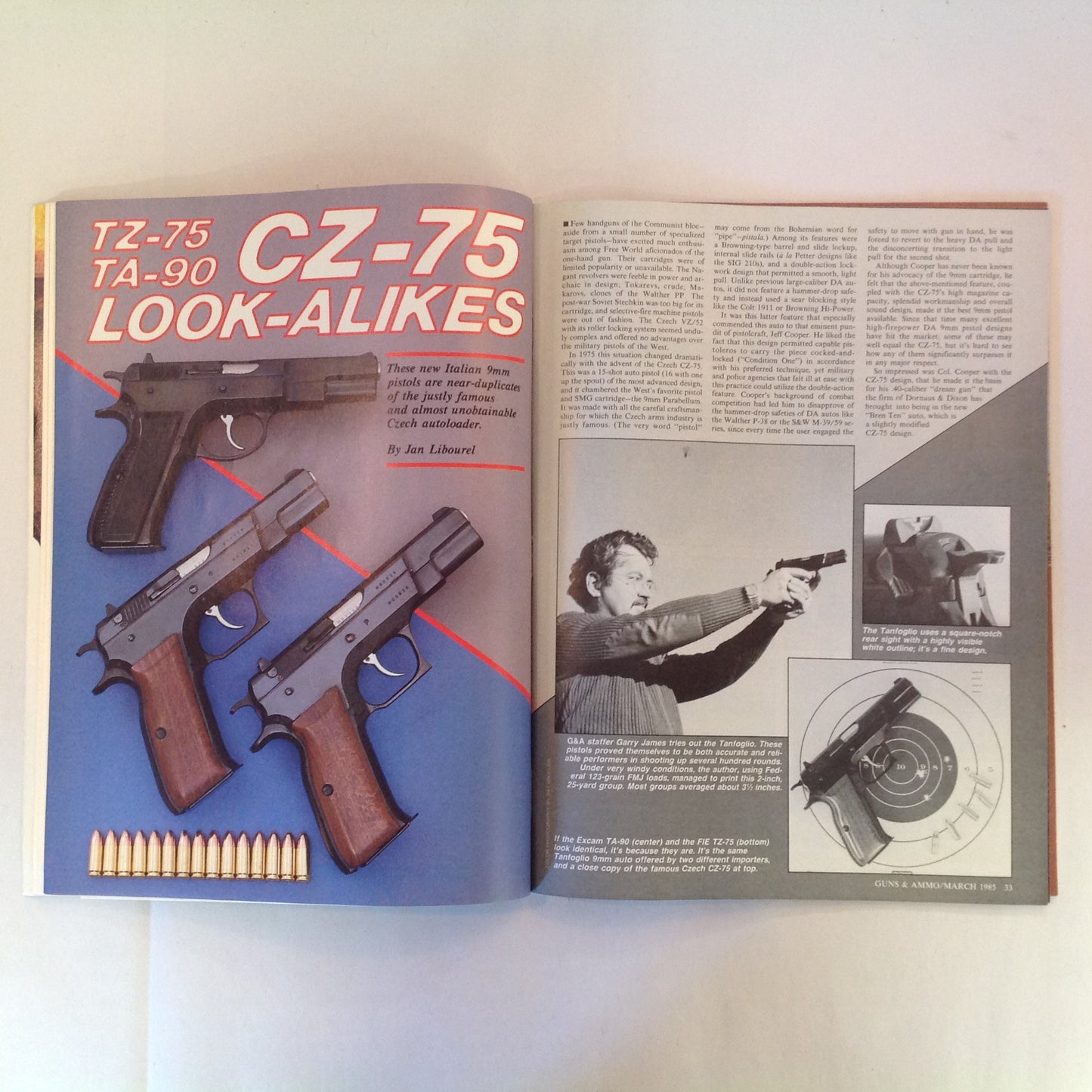 Vintage Mar 1985 Guns & Ammo Electronic Spark-Fire .22 Savage 110 Best 9mm Auto Pistol