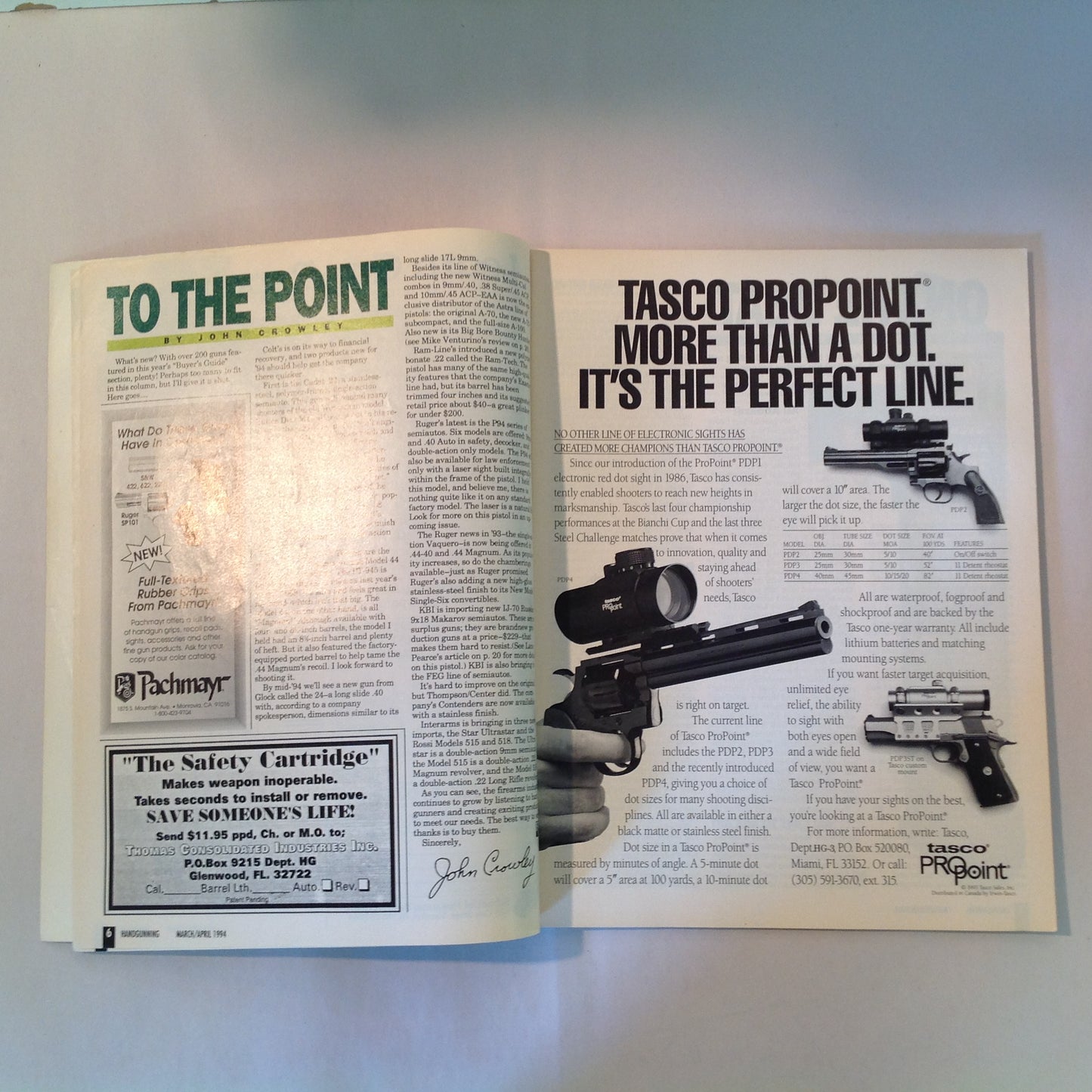 Vintage Mar/Apr 1994 Hand Gunning Magazine '94 Buyer's Guide 200 Guns First Looks Colt Taurus Browning