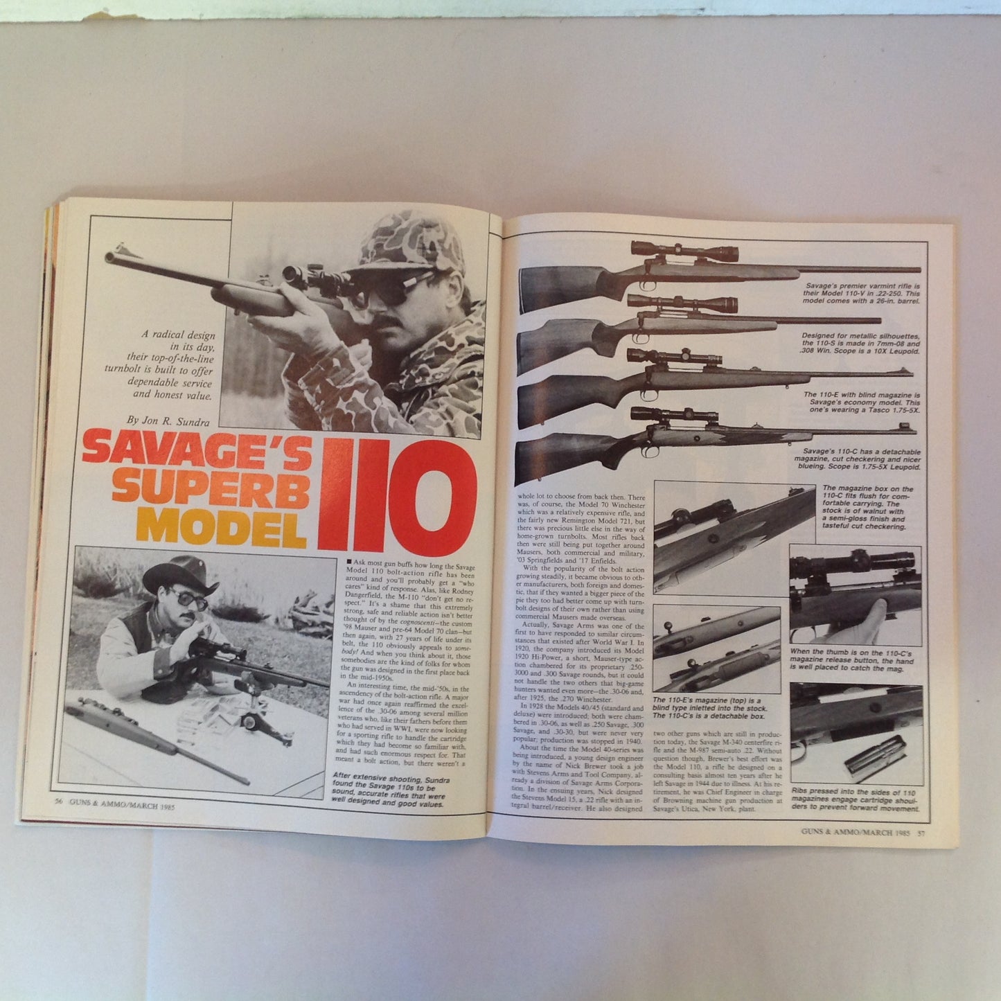 Vintage Mar 1985 Guns & Ammo Electronic Spark-Fire .22 Savage 110 Best 9mm Auto Pistol