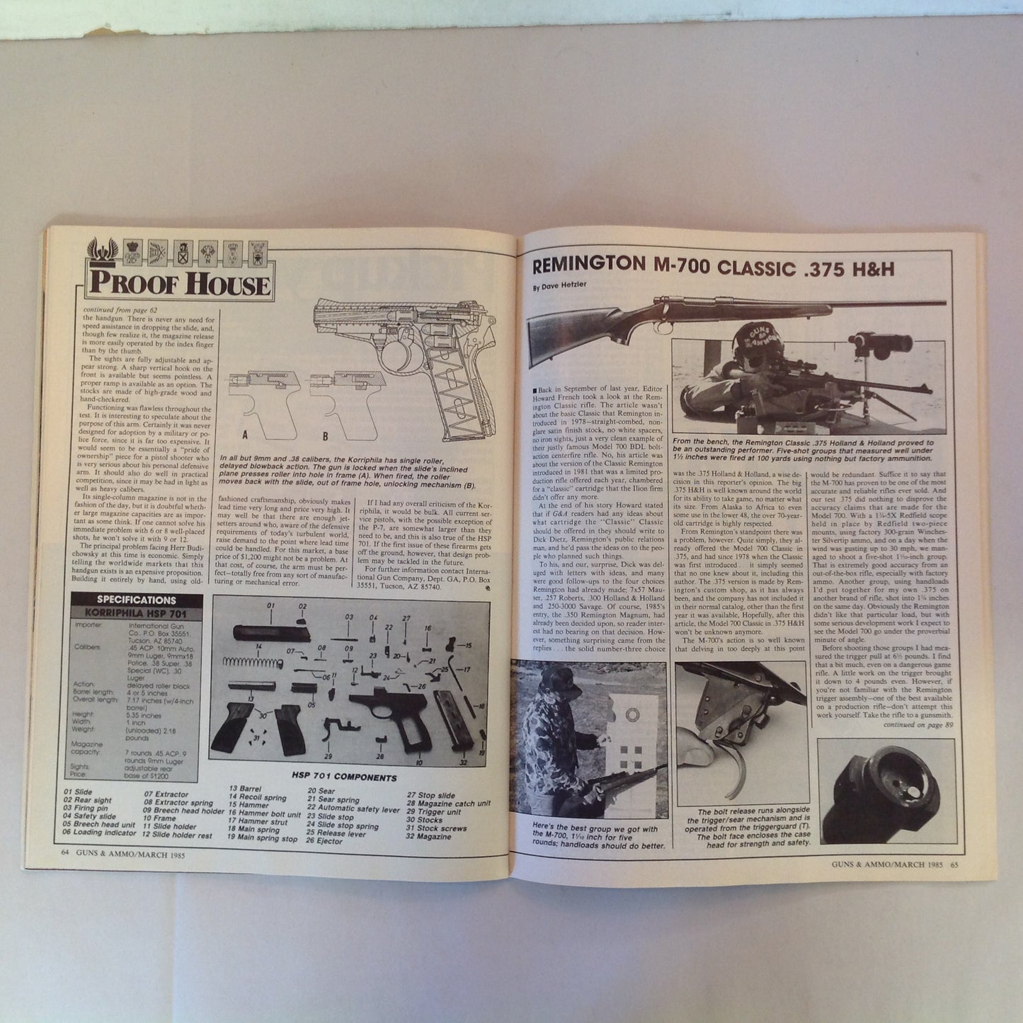 Vintage Mar 1985 Guns & Ammo Electronic Spark-Fire .22 Savage 110 Best 9mm Auto Pistol