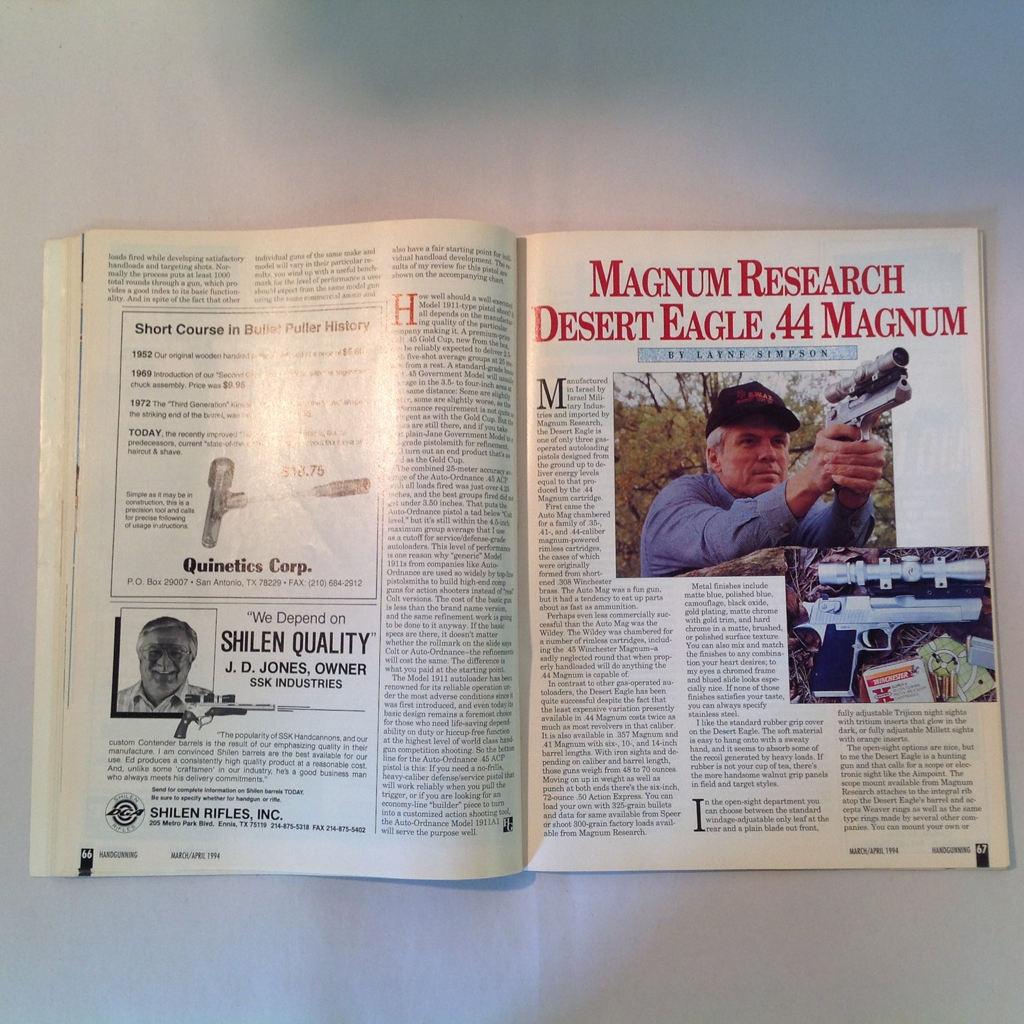 Vintage Mar/Apr 1994 Hand Gunning Magazine '94 Buyer's Guide 200 Guns First Looks Colt Taurus Browning