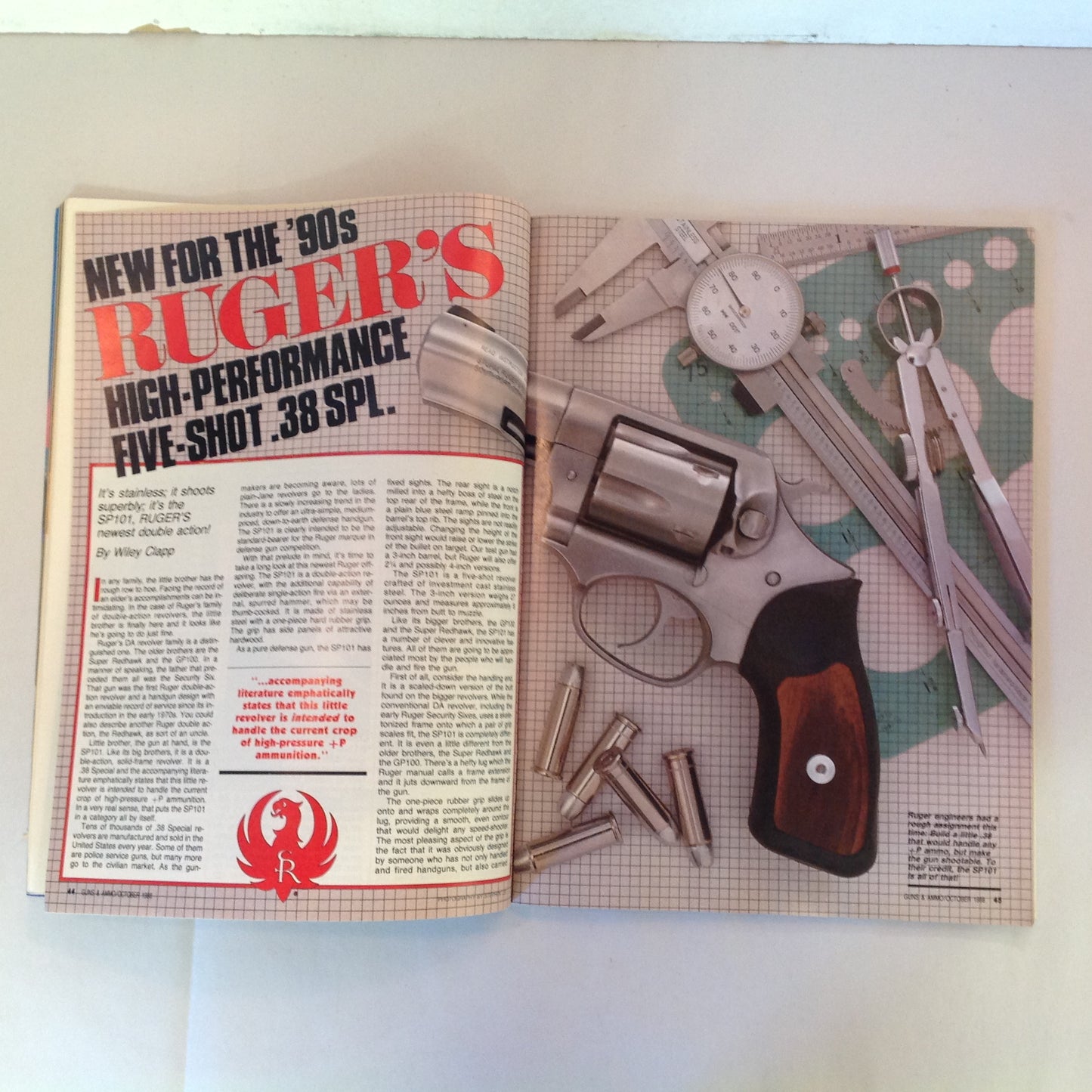 Vintage Oct 1988 Guns & Ammo New for the 90's Ruger Five-Shot .38 Handguns For All Reasons Special Handgun Issue