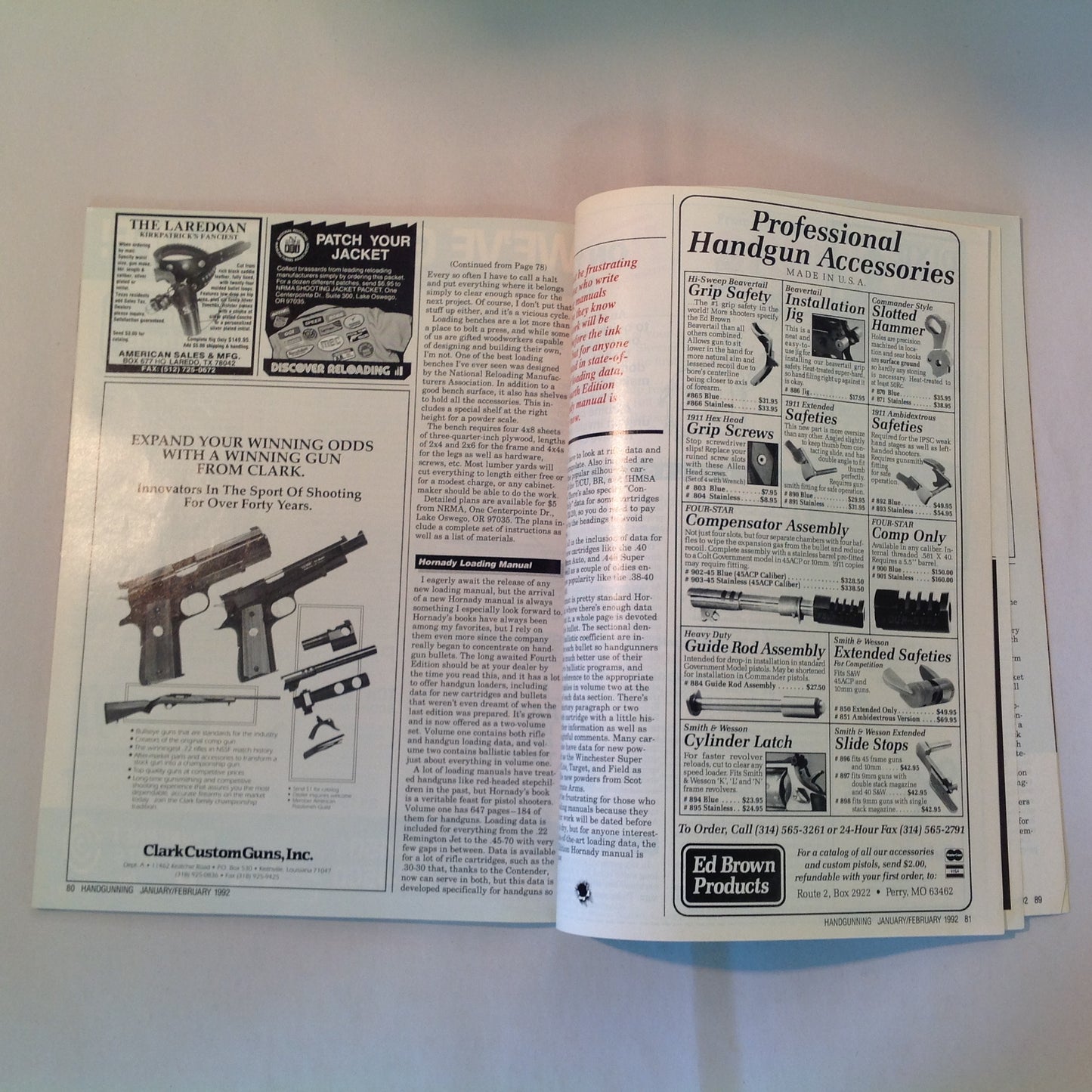Vintage Jan/Feb 1992 Hand Gunning Magazine Wiley Clapp Spotlights Six Top Guns Taurus Goes Stainless Special Match Update Safari Arms RCBS Ammomaster