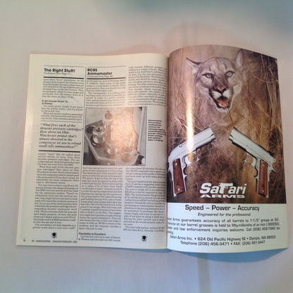 Vintage Jan/Feb 1992 Hand Gunning Magazine Wiley Clapp Spotlights Six Top Guns Taurus Goes Stainless Special Match Update Safari Arms RCBS Ammomaster