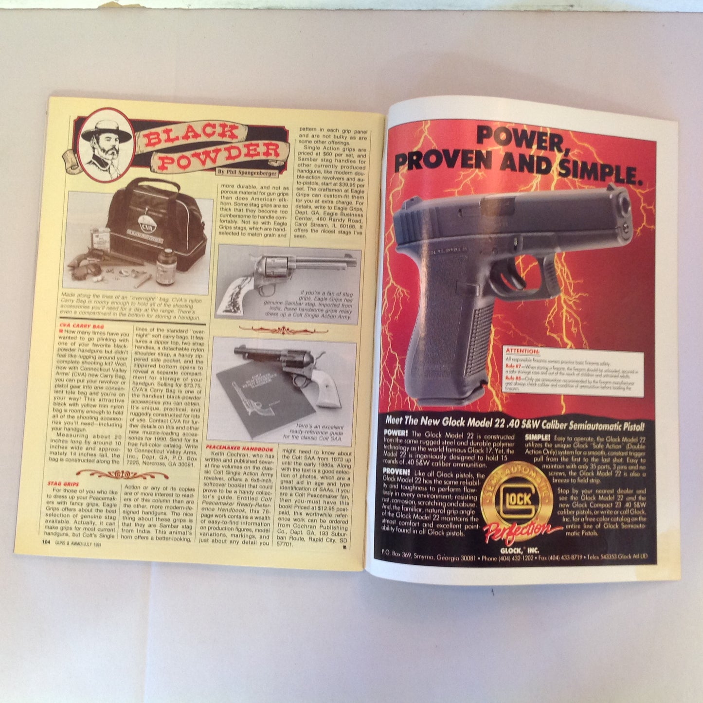 Vintage Jul 1991 Guns & Ammo The Fightin' .40 S&W Three Main Magnums Gun Care Do's & Dont's