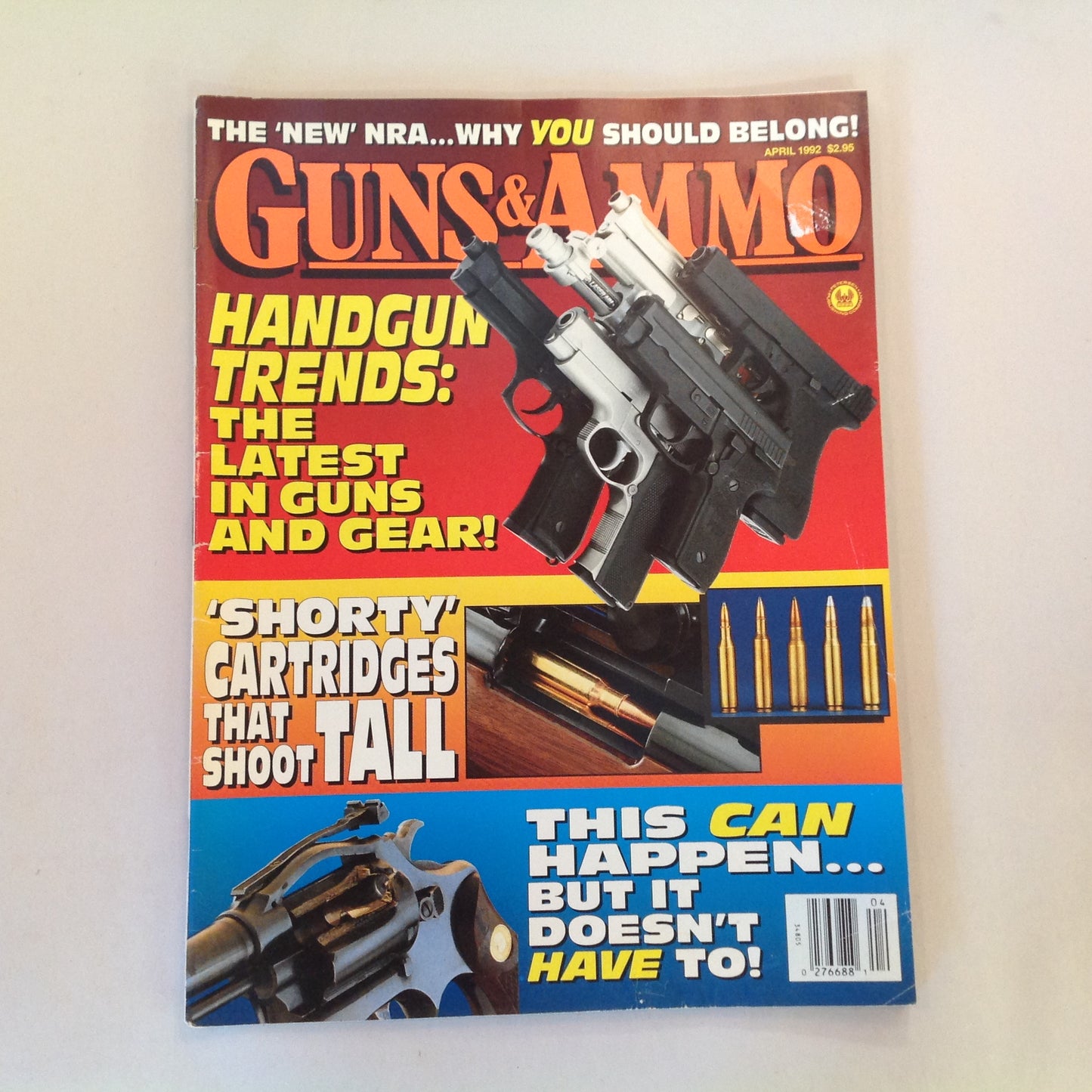 Vintage Apr 1992 Guns & Ammo Handgun Trends Shorty Cartridges New NRA