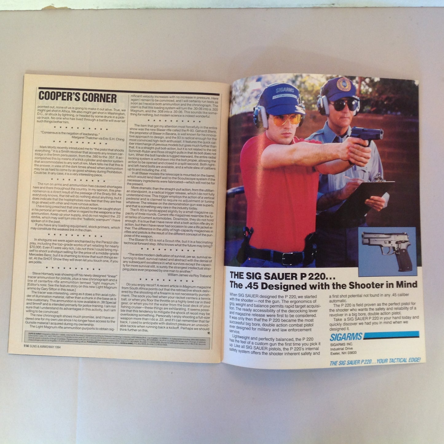 Vintage May 1994 Guns & Ammo Pros Pick Top 10 Combat Handguns Hornady Light Magnum 13-Shot .45 ACP