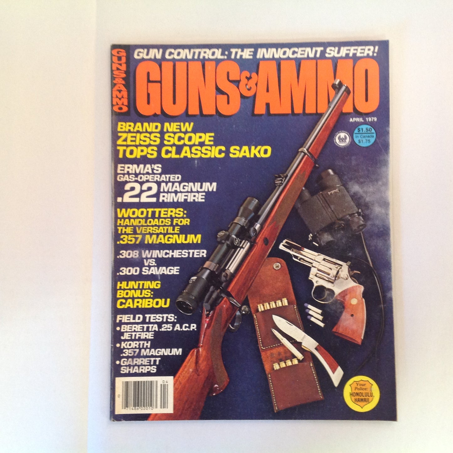 Vintage April 1979 Guns & Ammo Zeiss Scope ERMA .22 Rimfire Wootters Caribou Field Tests