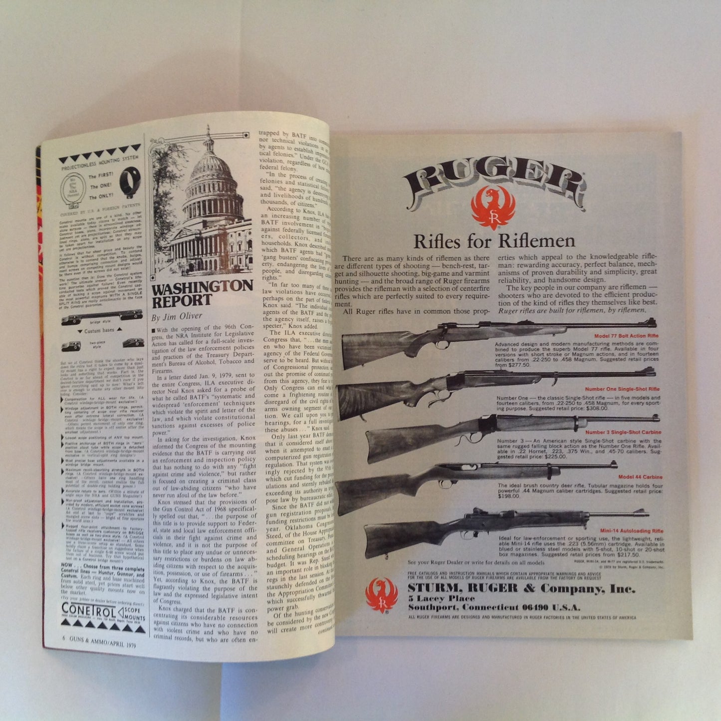 Vintage April 1979 Guns & Ammo Zeiss Scope ERMA .22 Rimfire Wootters Caribou Field Tests