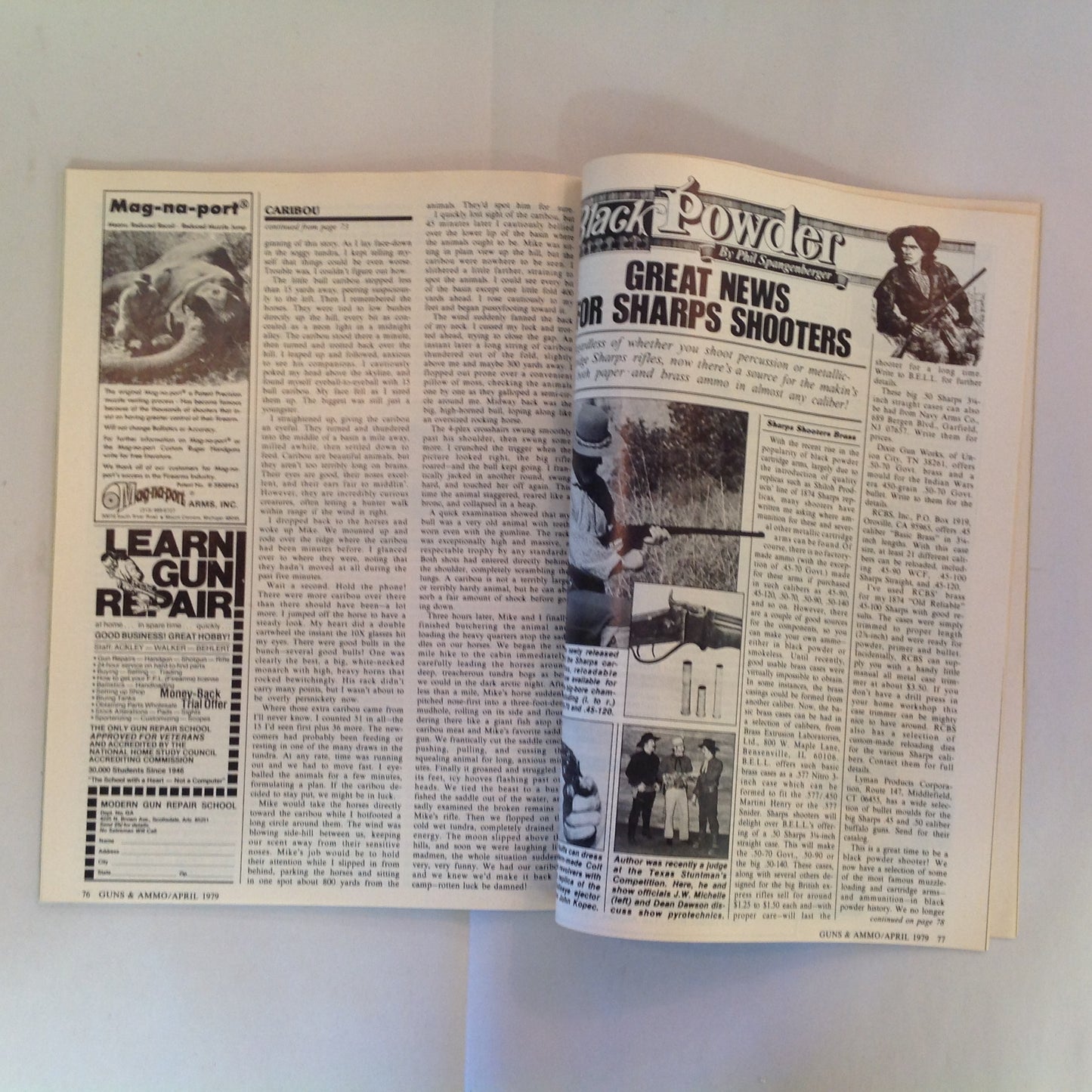 Vintage April 1979 Guns & Ammo Zeiss Scope ERMA .22 Rimfire Wootters Caribou Field Tests