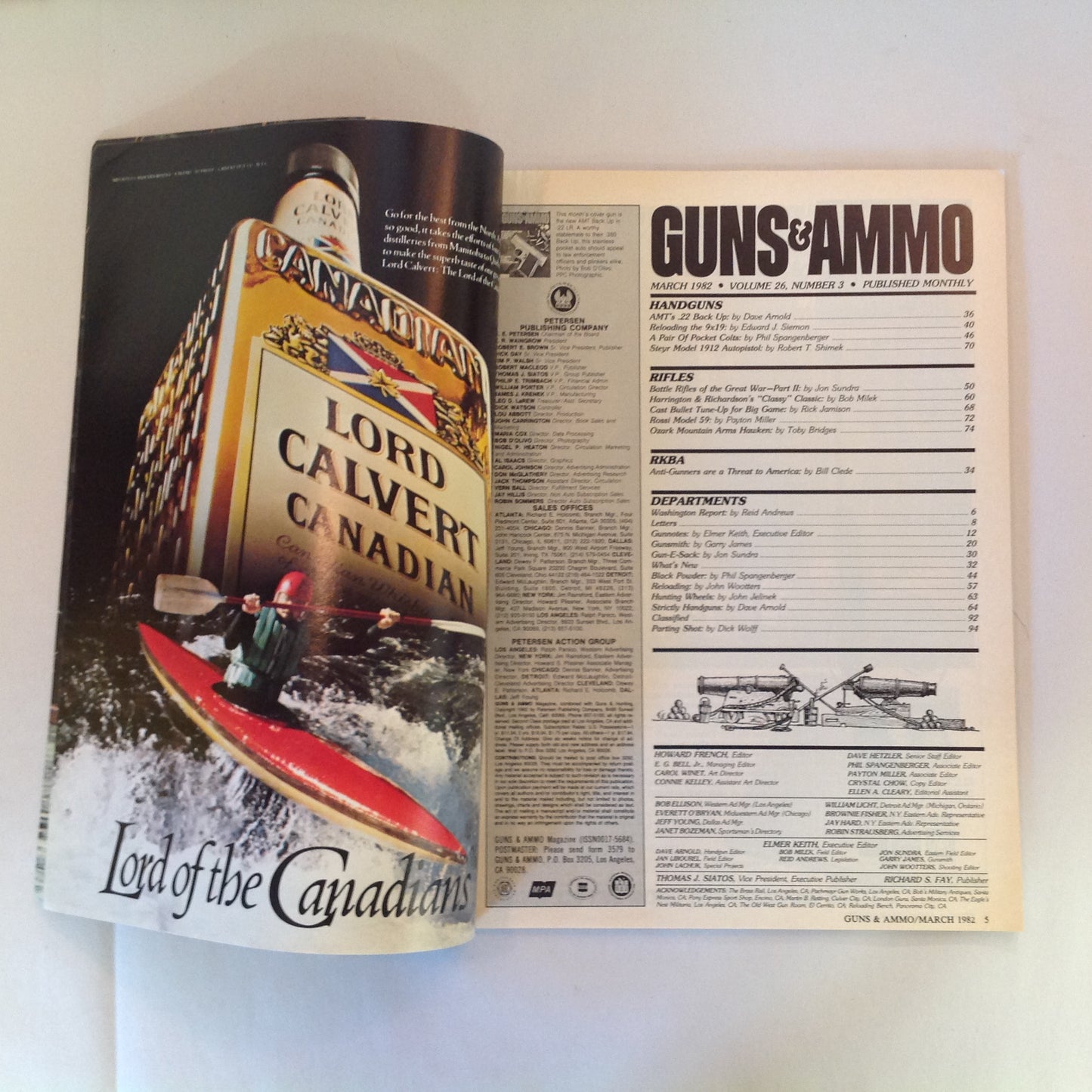 Vintage Mar 1982 Guns & Ammo AMT The .22 Back Up Colt's Percussion Pocket Pistols 9mm Parabellum