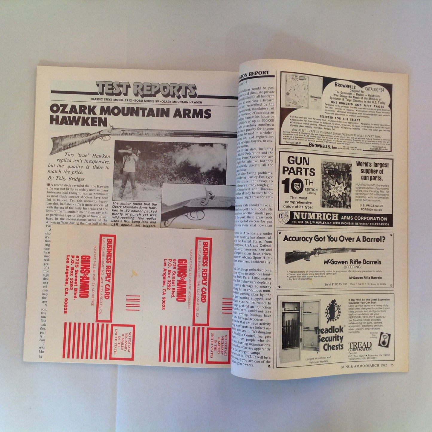 Vintage Mar 1982 Guns & Ammo AMT The .22 Back Up Colt's Percussion Pocket Pistols 9mm Parabellum