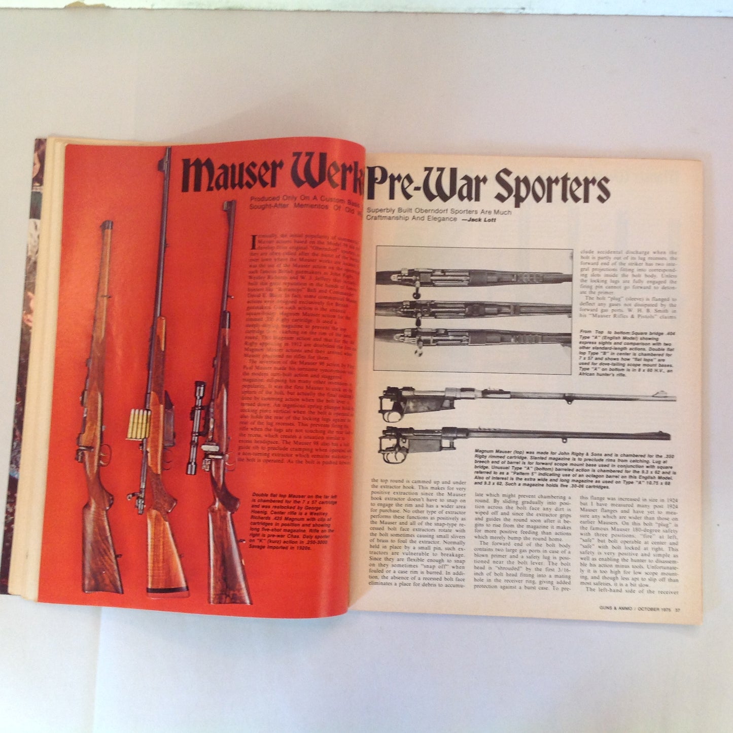 Vintage Oct 1975 Guns & Ammo Mystique of the Mauser Tom Swift's Electric Rifle Quad Cutter
