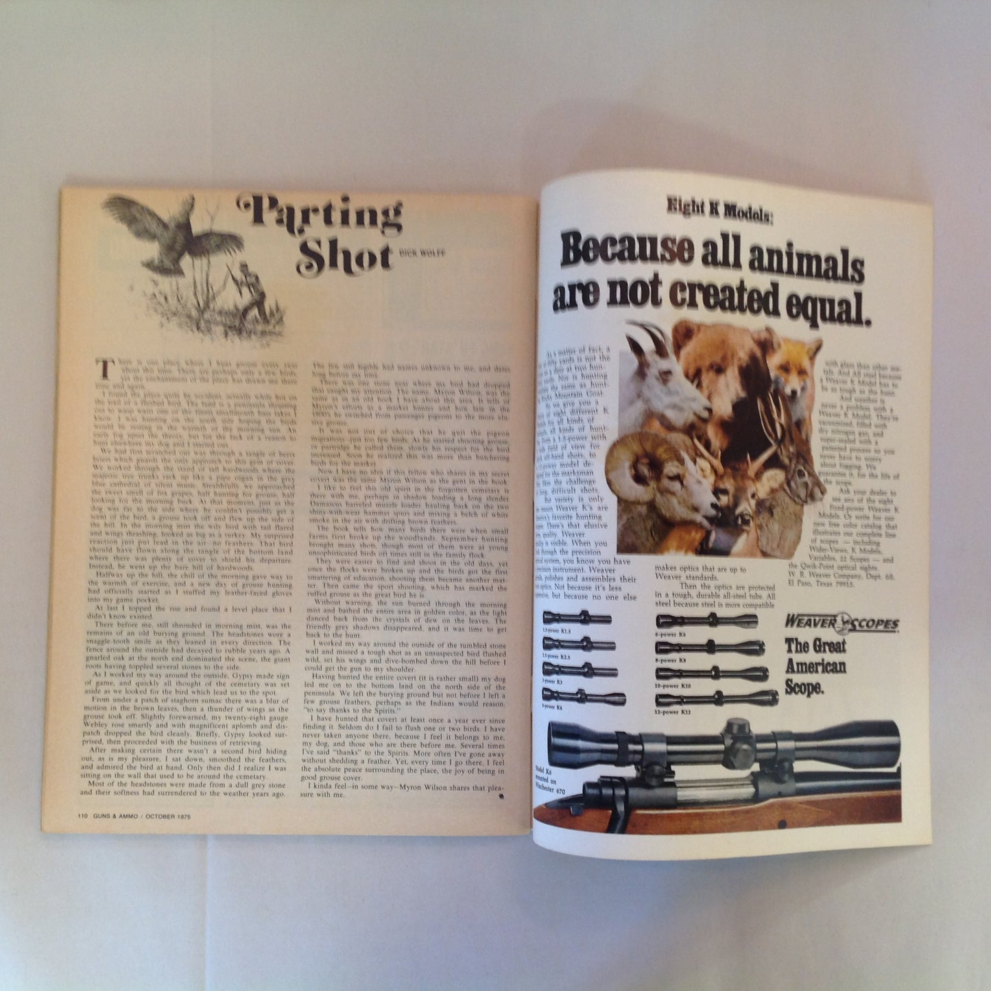 Vintage Oct 1975 Guns & Ammo Mystique of the Mauser Tom Swift's Electric Rifle Quad Cutter