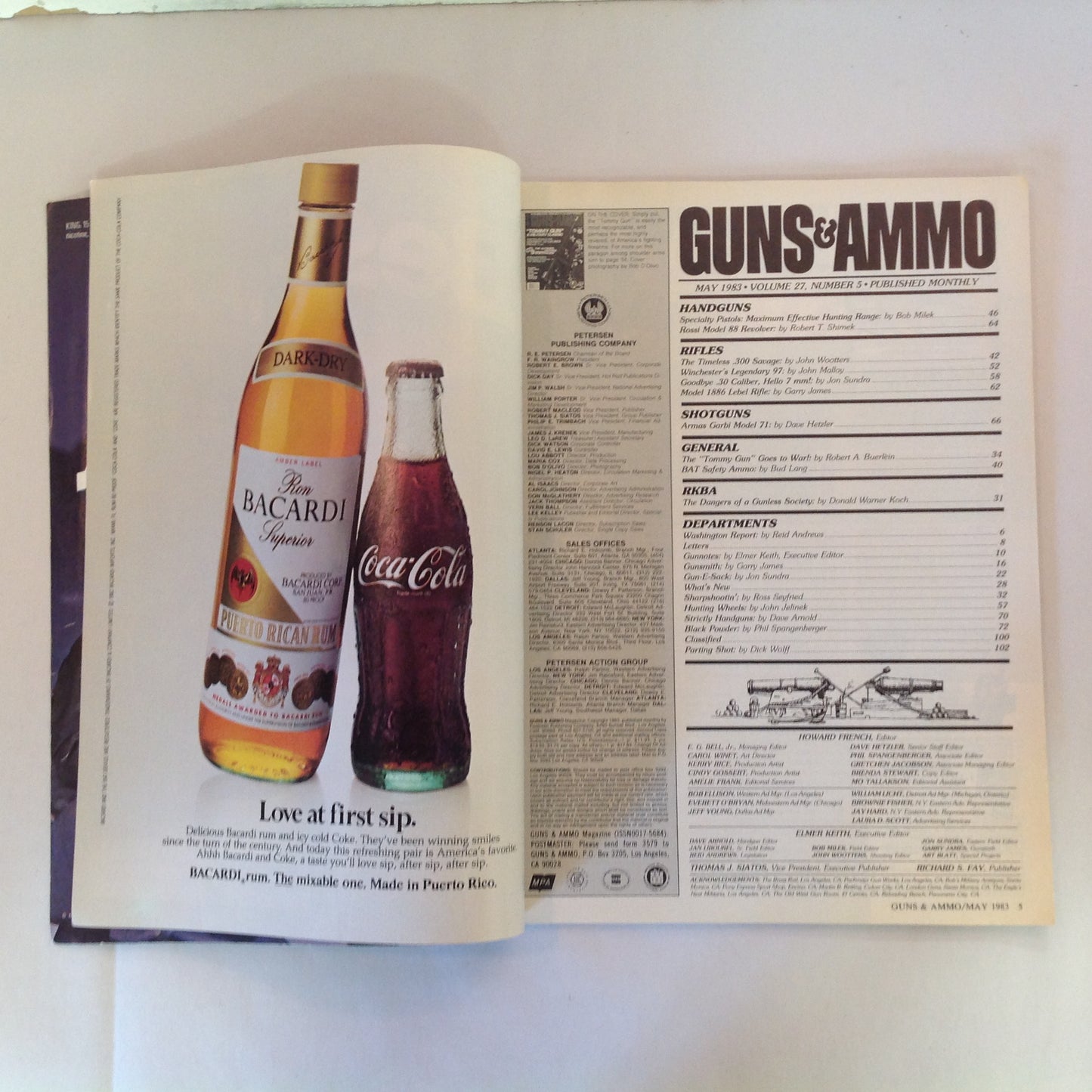 Vintage May 1983 Guns & Ammo Tommy Gun Ultimate 9mm Defense Round Winchester 97