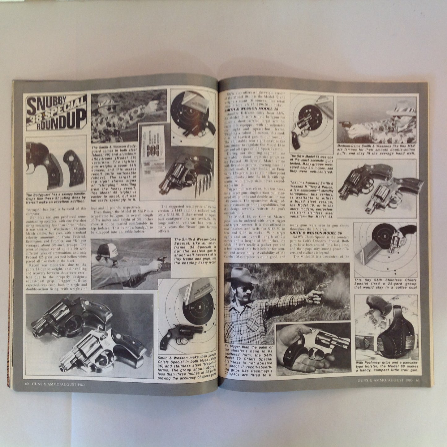 Vintage Aug 1980 Guns & Ammo Snubby Roundup 14 .38 Special Wheelguns .44 Walker Deer Rifles