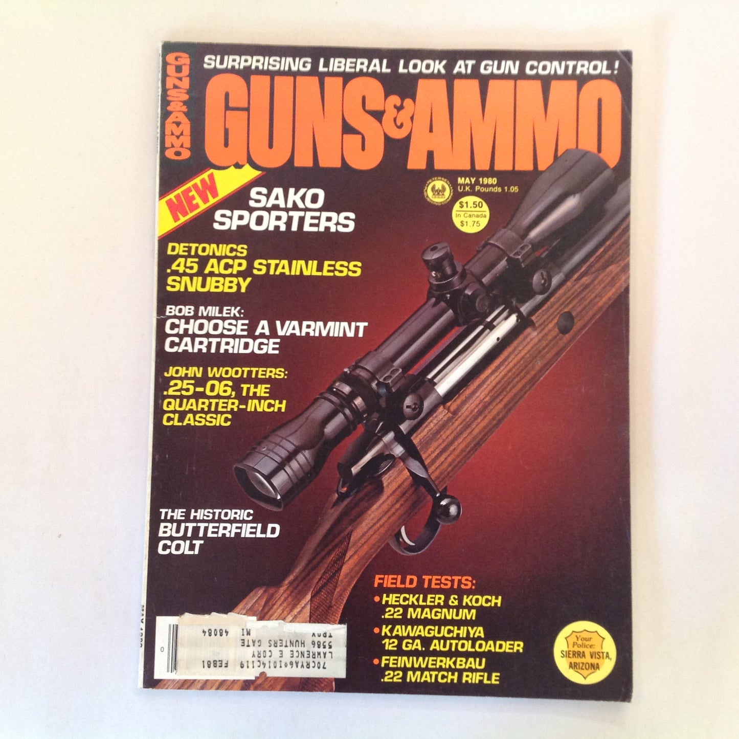 Vintage May 1980 Guns & Ammo New Sako Sporters Detonics .45 ACP Bob Milek Butterfield Colt