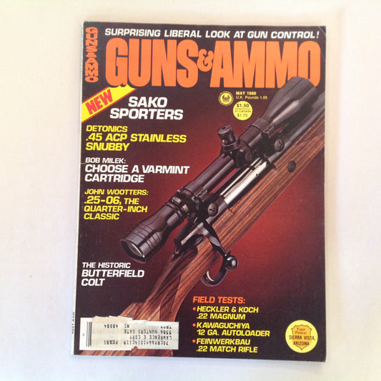 Vintage May 1980 Guns & Ammo New Sako Sporters Detonics .45 ACP Bob Milek Butterfield Colt