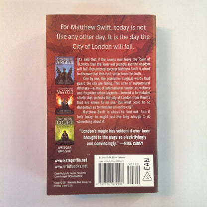 2011 Orbit Books Mass Market Paperback Matthew Swift Book 2: The Midnight Mayor, or the Inauguration of Matthew Swift Kate Griffin First Edition