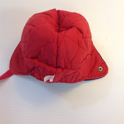 Vintage Red Obo Child Infant Toddler Strap Pom Pom Winter Hat Cap