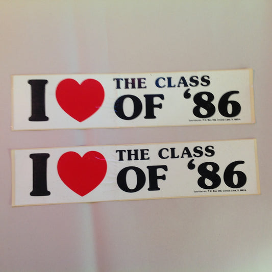 Vintage Unused Bumper Sticker Decal I Heart the Class of '86