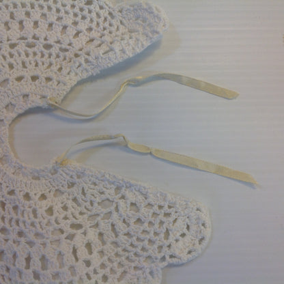 Vintage White Cotton Knit Lace Baby Collar Bib RBG