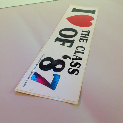 Vintage Unused Bumper Sticker Decal I Heart the Class of '87