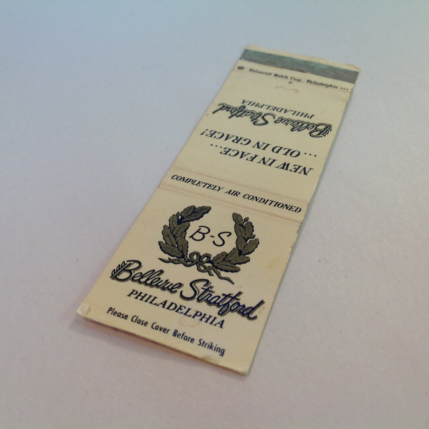 Vtg Matchbook Cover Bellevue Stratford Philadelphia New Face Old Grace Hotel PA