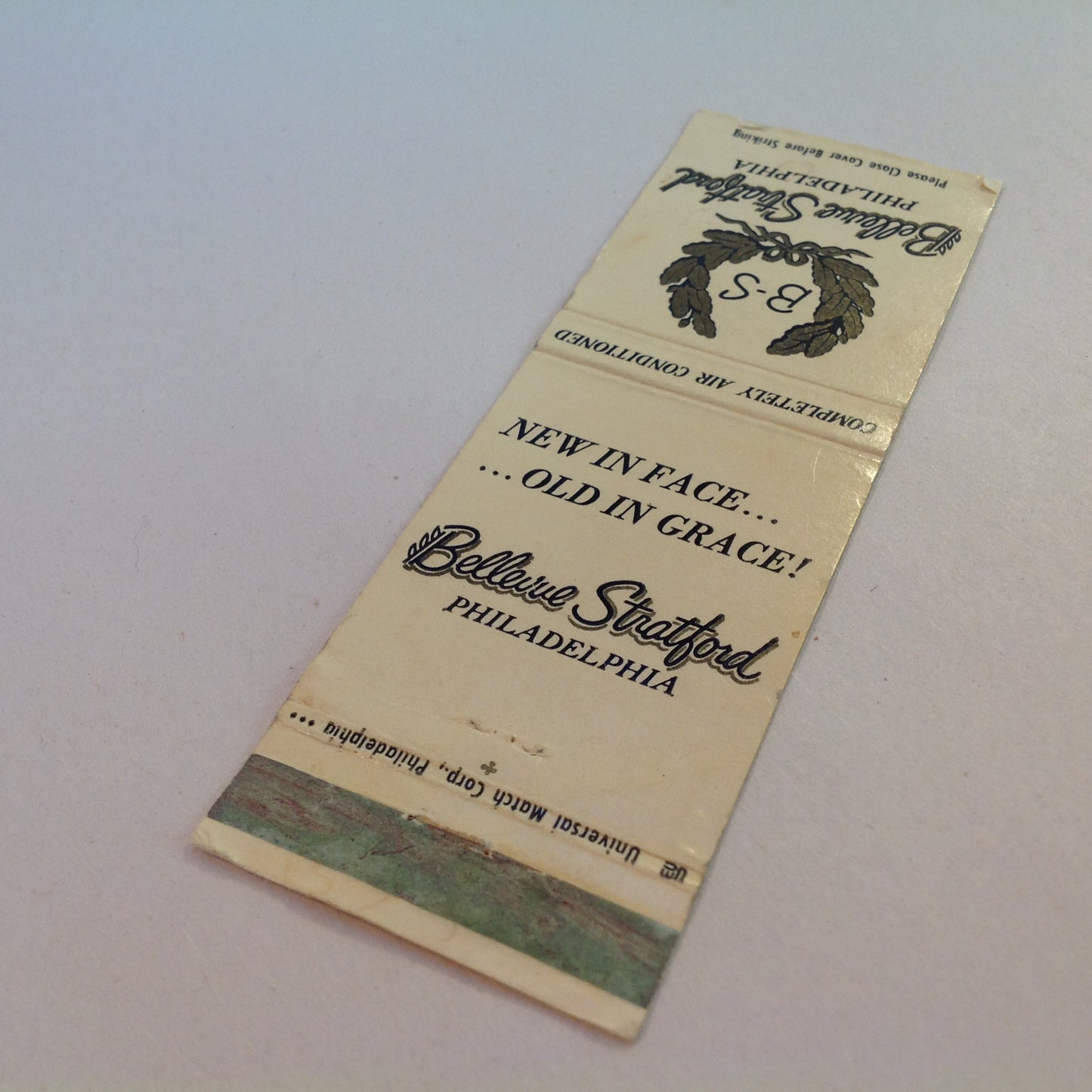 Vtg Matchbook Cover Bellevue Stratford Philadelphia New Face Old Grace Hotel PA