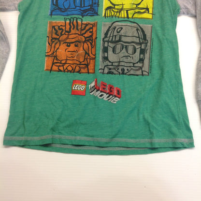 2014 Child Large The LEGO Movie Long Sleeve T-Shirt Benny Emmett Lord Business Bad Cop 4 Panel Gray Green