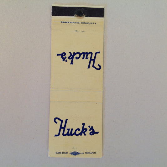 Vintage Matchbook Cover Huck's Restaurant St Clair Shores Jefferson 9 Mile Michigan