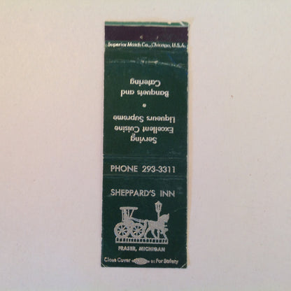 Vintage Matchbook Cover Sheppard's Inn Fraser Michigan Cuisine Liqueurs Supreme