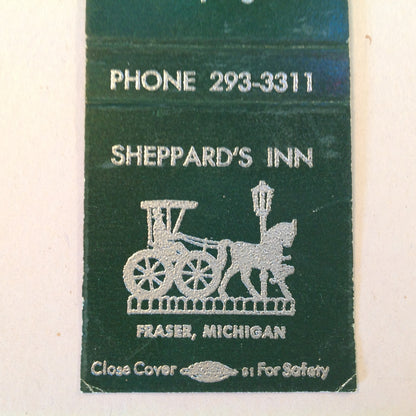 Vintage Matchbook Cover Sheppard's Inn Fraser Michigan Cuisine Liqueurs Supreme