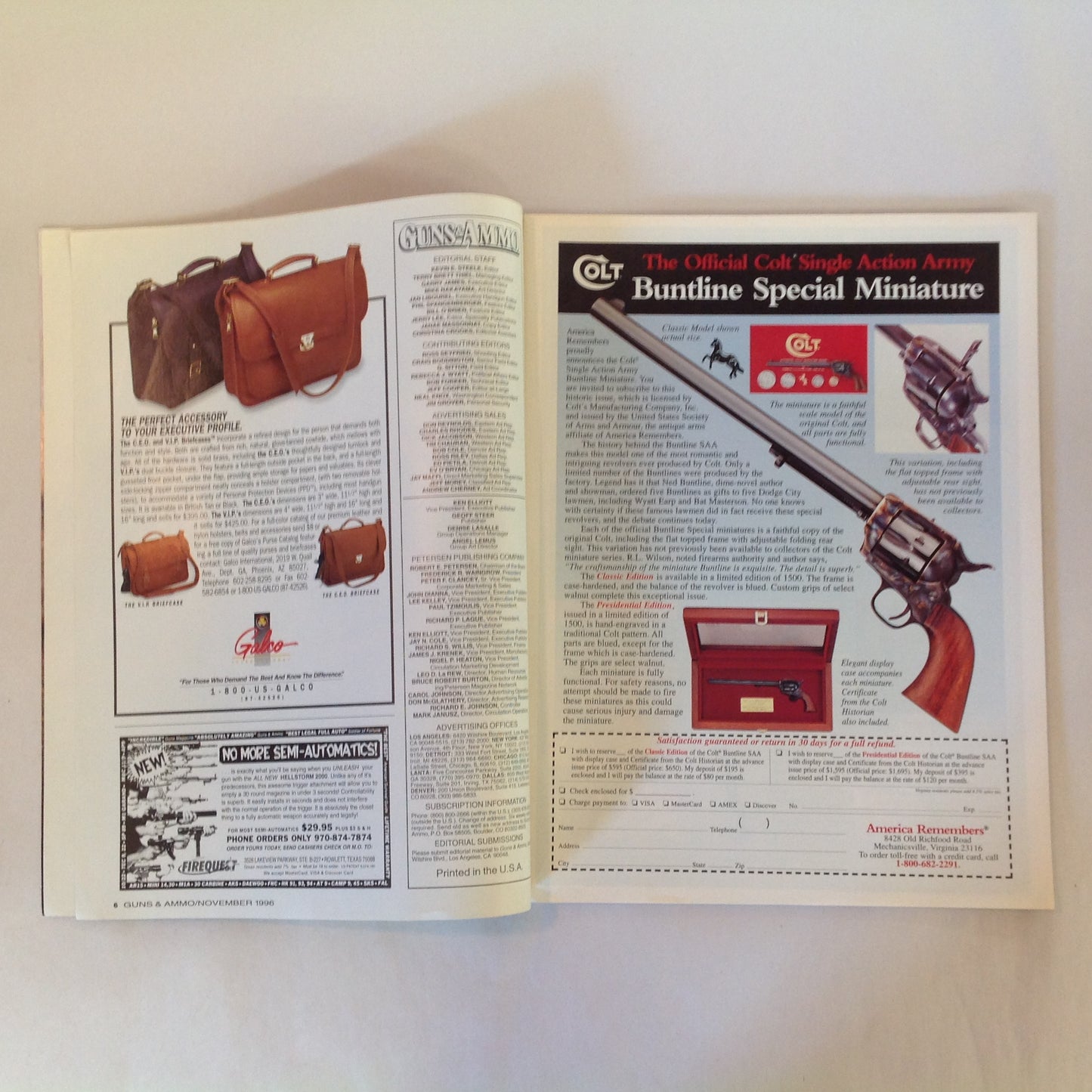 Vintage Nov 1996 Nov 1996 Guns & Ammo Magazine Wilson's New 1996A2 Factory Pistols