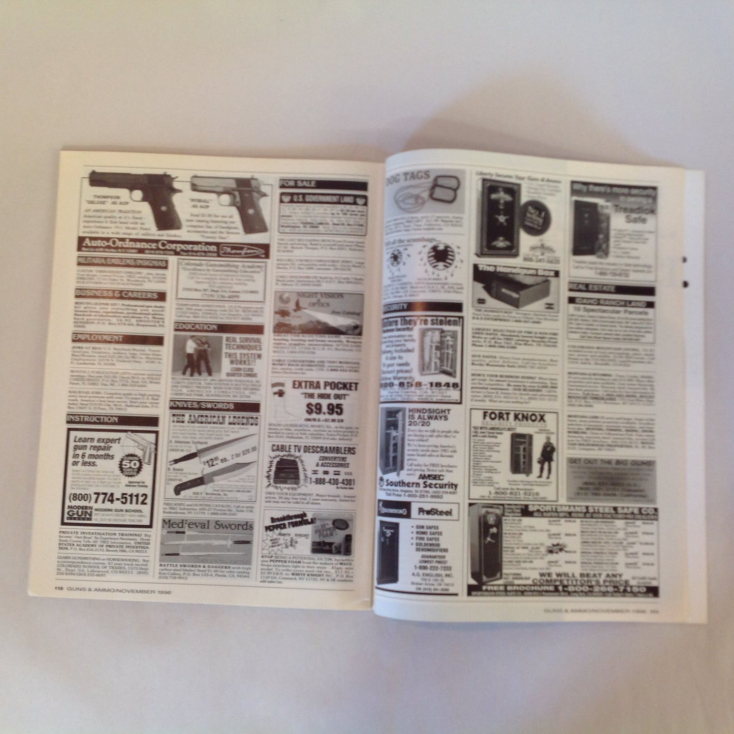 Vintage Nov 1996 Nov 1996 Guns & Ammo Magazine Wilson's New 1996A2 Factory Pistols