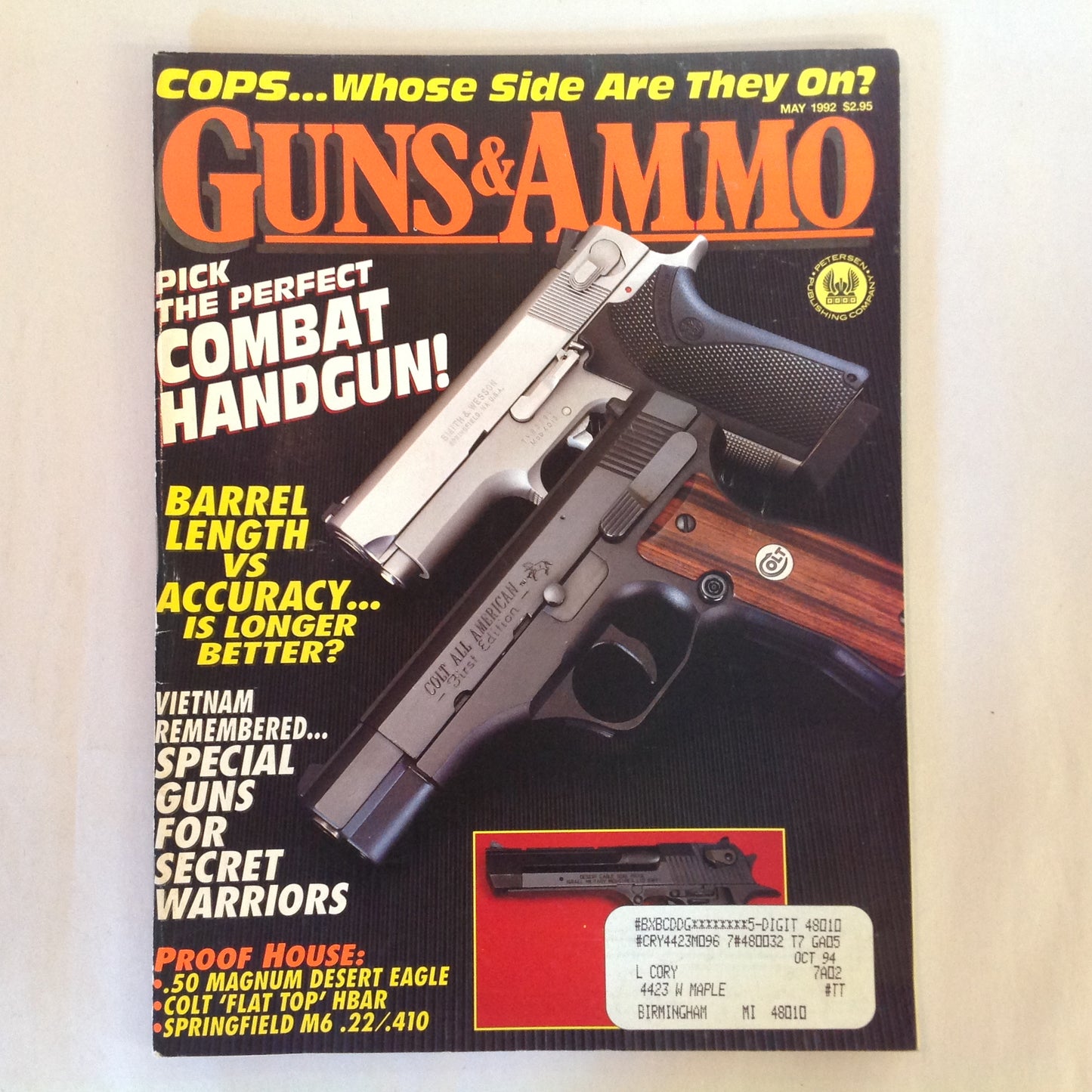 Vintage May 1992 Guns & Ammo Magazine Pick the Perfect Combat Handgun