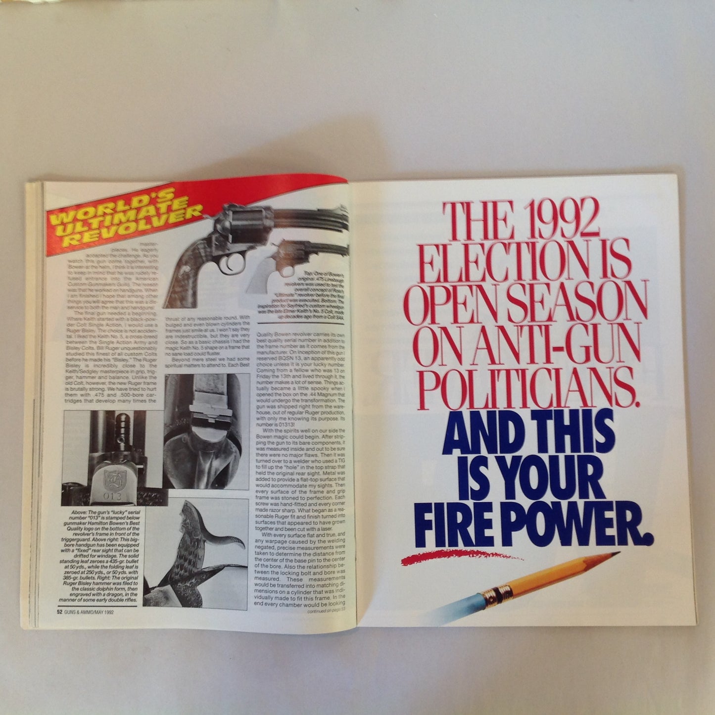 Vintage May 1992 Guns & Ammo Magazine Pick the Perfect Combat Handgun