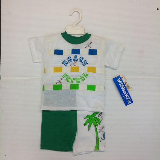 Vintage Wormserwear Child's 2Pc Pajama Top Short Beach Patrol Ducks 4T New with Tags