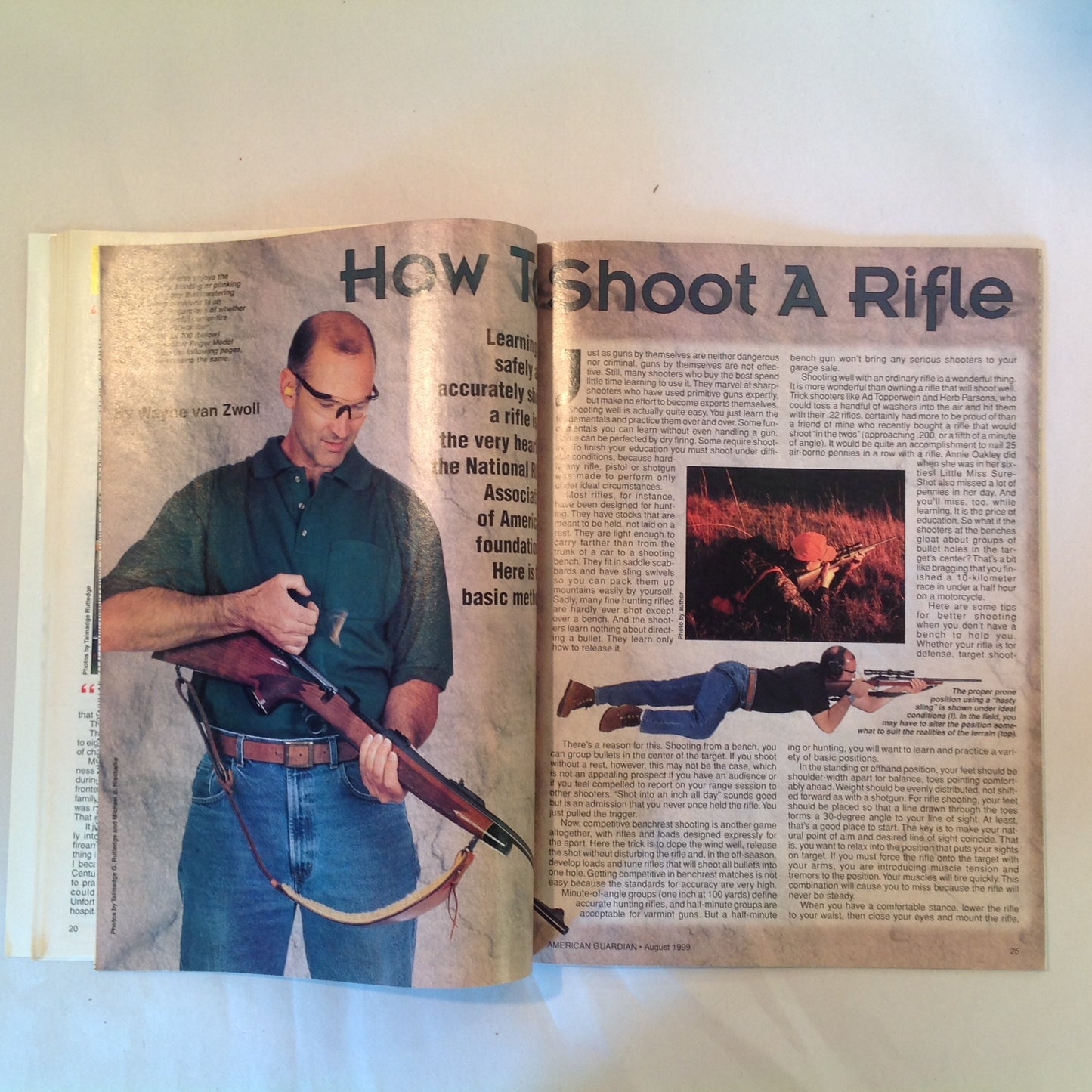 Vintage Aug 1998 American Guardian Magazine How to Shoot a Rifle Handgun Reloading Child Shooting Sports NRA Prop