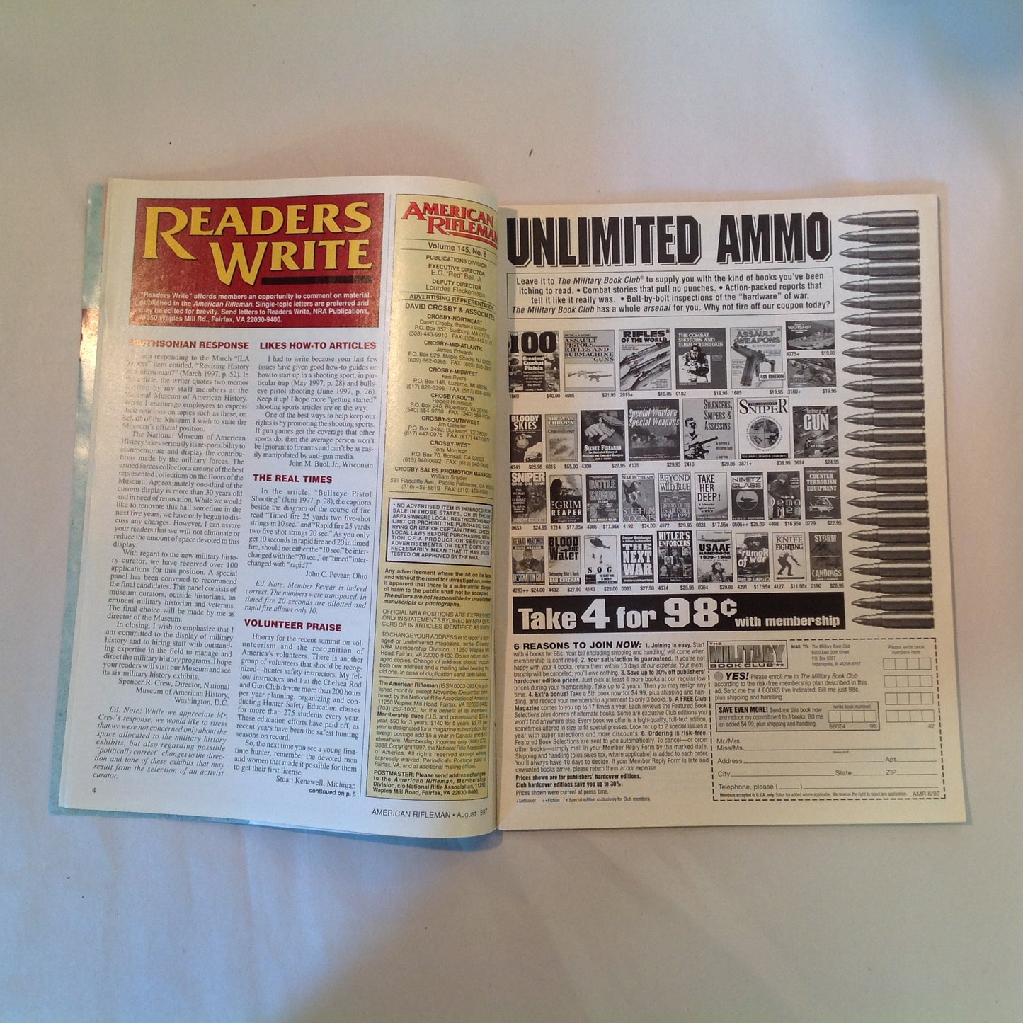 Vintage Aug 1997 American Rifleman Magazine Factory Custom Handguns John Browning Auto Rifle