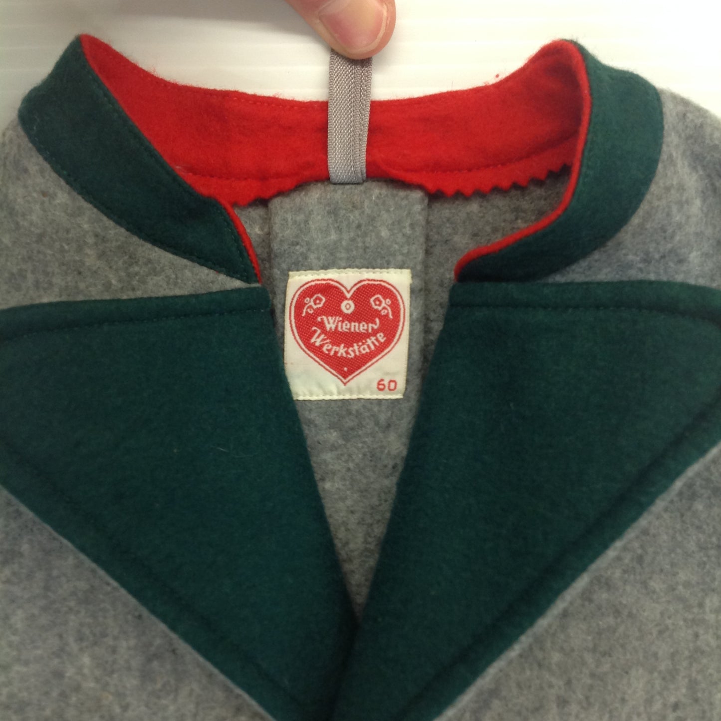 Vintage 2Pc Child's Weiner Werkstatte Lederhosen and Jacket Gray Red Green Wool Suede