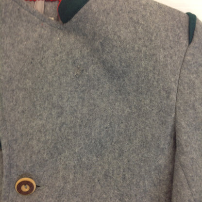 Vintage 2Pc Child's Weiner Werkstatte Lederhosen and Jacket Gray Red Green Wool Suede