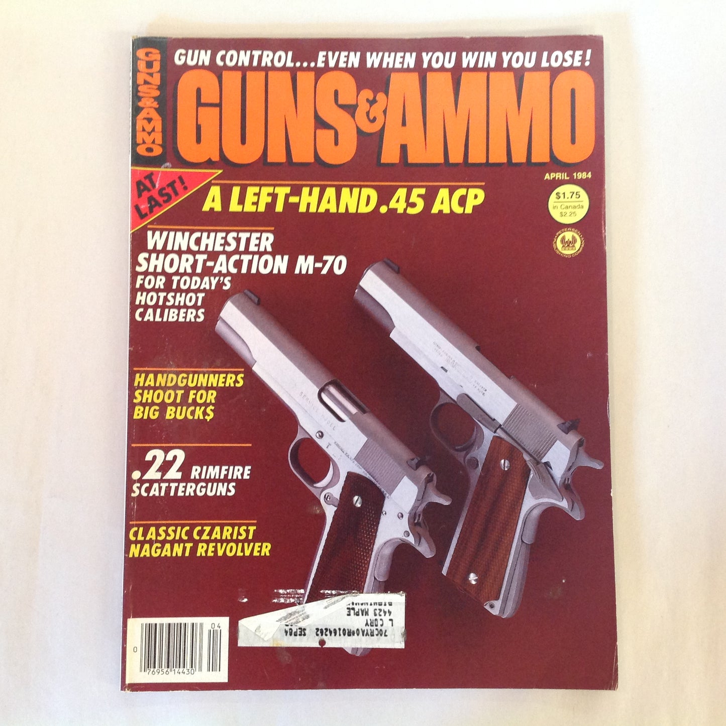 Vintage Apr 1984 Guns & Ammo Magazine At Last! A Left-Hand .45 ACP
